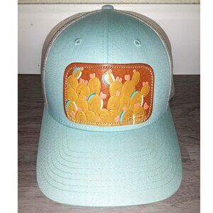 McIntire Saddlery Leather Patch Baseball Hat Mesh Trucker Cap Western Cowgirl